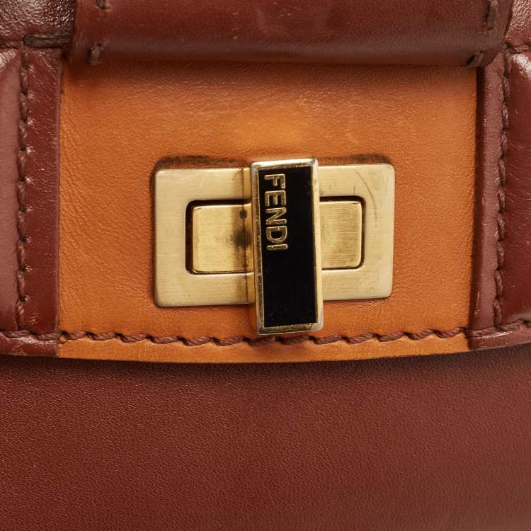 Pre Owned Fendi Multicolor Penguin Stripe Canvas and Leather Silvana Top Handle Bag