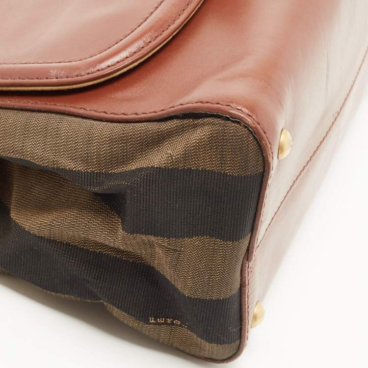 Pre Owned Fendi Multicolor Penguin Stripe Canvas and Leather Silvana Top Handle Bag