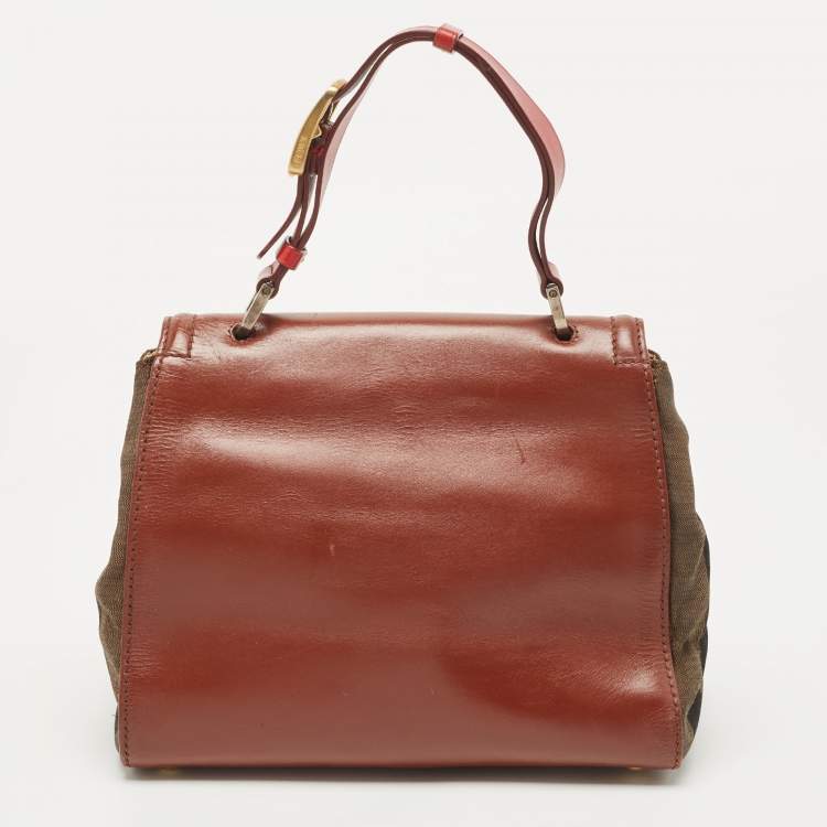 Pre Owned Fendi Multicolor Penguin Stripe Canvas and Leather Silvana Top Handle Bag