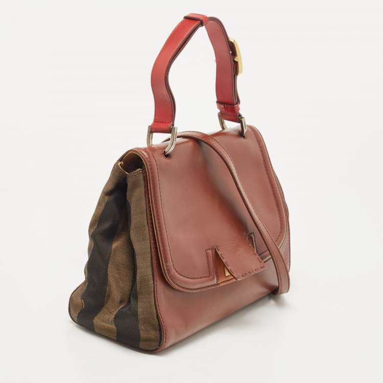 Pre Owned Fendi Multicolor Penguin Stripe Canvas and Leather Silvana Top Handle Bag