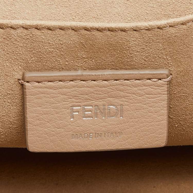 Pre Owned Fendi Blue/Beige Scalloped Leather Medium Kan I Shoulder Bag