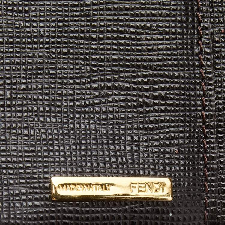 Pre Owned Fendi Dark Brown Zucca Coated Canvas Logo Trifold Wallet