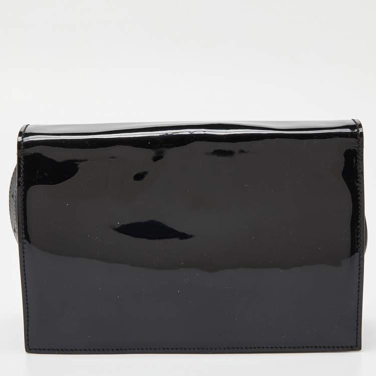 Pre Owned Fendi Multicolor Patent and Leather Metal FF Flap Bag