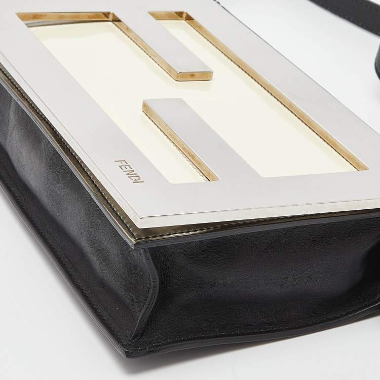 Pre Owned Fendi Multicolor Patent and Leather Metal FF Flap Bag