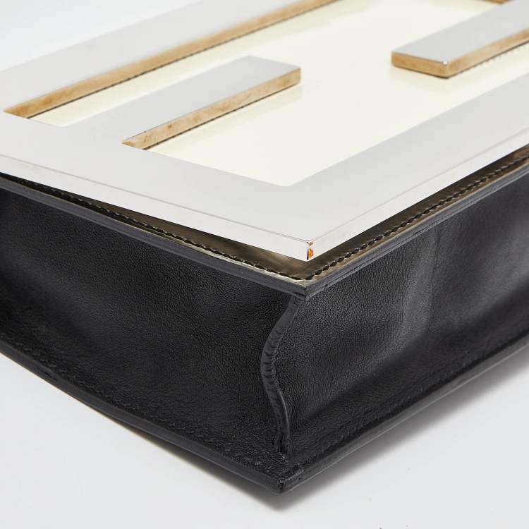 Pre Owned Fendi Multicolor Patent and Leather Metal FF Flap Bag