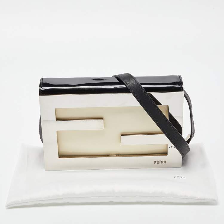 Pre Owned Fendi Multicolor Patent and Leather Metal FF Flap Bag