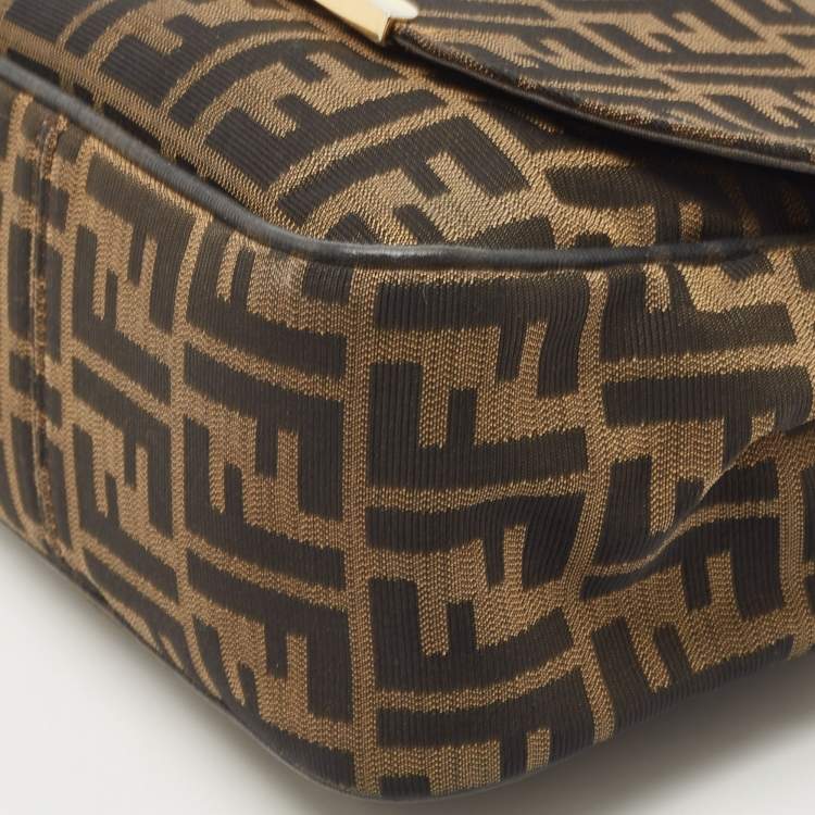 Pre Owned Fendi Tobacco Zucca Canvas and Leather Flap Crossbody Bag