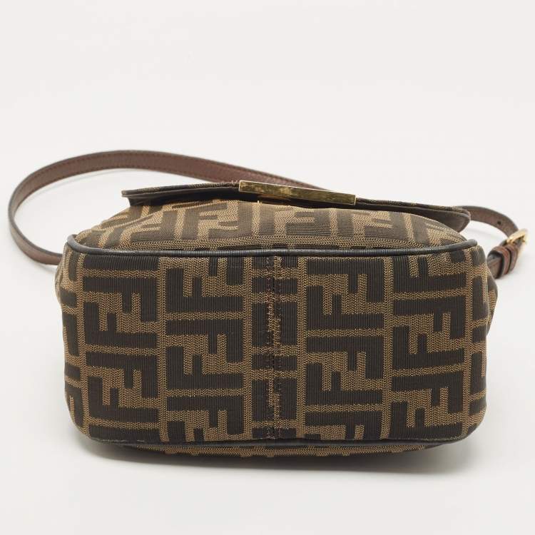 Pre Owned Fendi Tobacco Zucca Canvas and Leather Flap Crossbody Bag