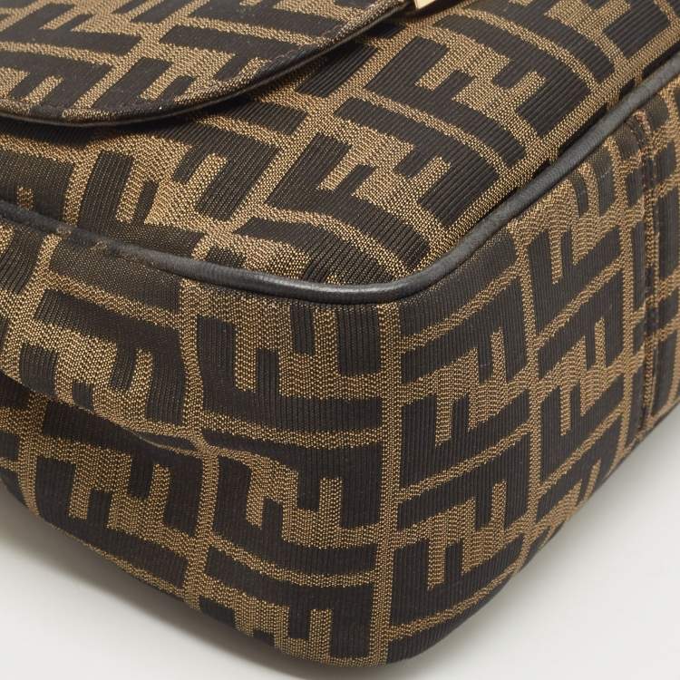 Pre Owned Fendi Tobacco Zucca Canvas and Leather Flap Crossbody Bag