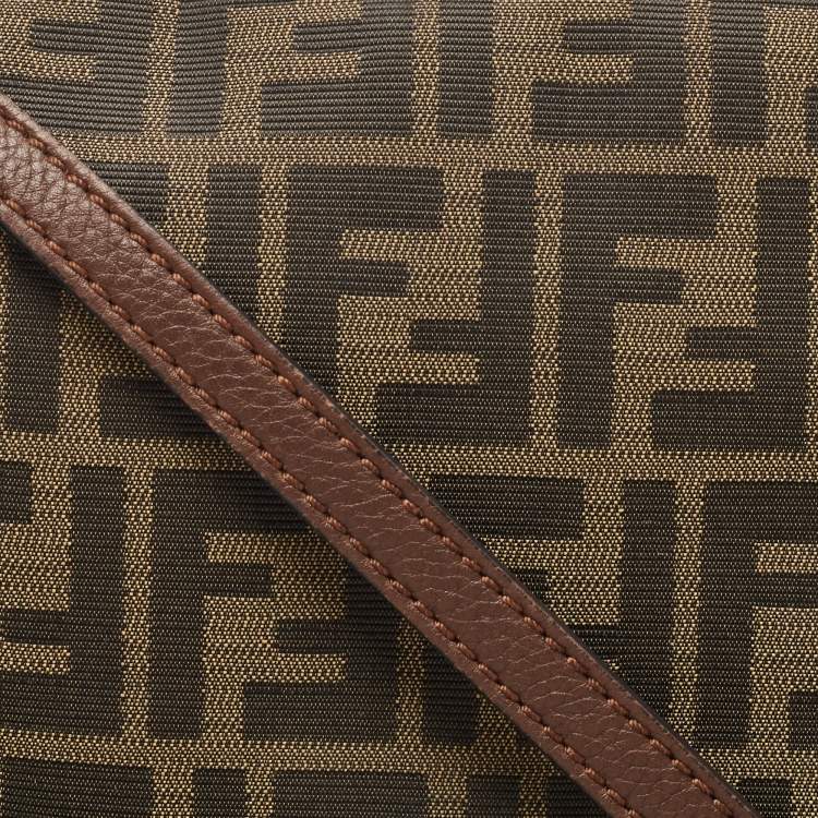 Pre Owned Fendi Tobacco Zucca Canvas and Leather Flap Crossbody Bag