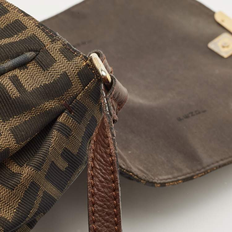 Pre Owned Fendi Tobacco Zucca Canvas and Leather Flap Crossbody Bag