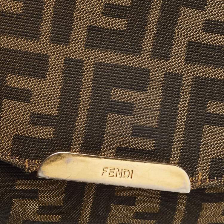 Pre Owned Fendi Tobacco Zucca Canvas and Leather Flap Crossbody Bag