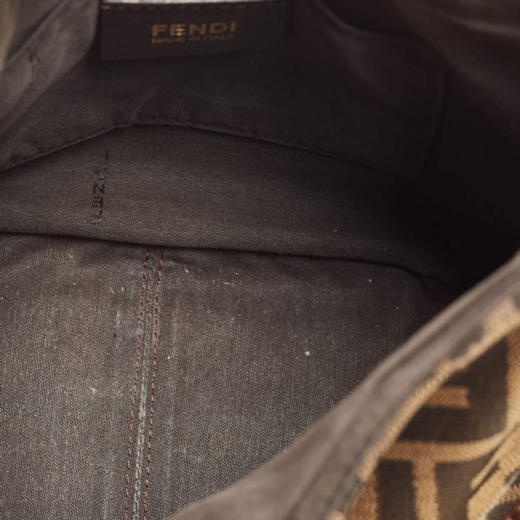 Pre Owned Fendi Tobacco Zucca Canvas and Leather Flap Crossbody Bag
