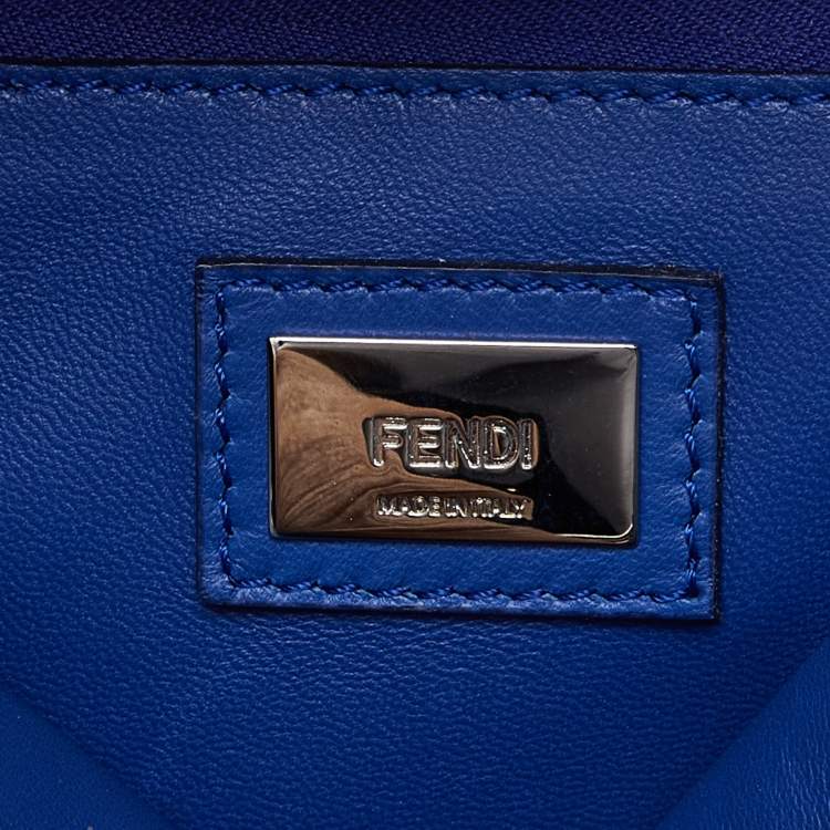 Pre Owned Fendi Black/Blue Python Mini Peekaboo Top Handle Bag