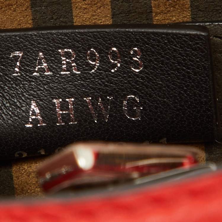 Pre Owned Fendi Red/Beige FF Canvas and Leather Pico Peekaboo Charm Bag