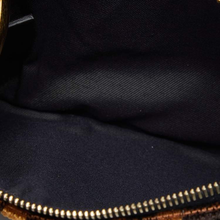 Pre Owned Fendi Multicolor Zucca Velvet and Leather Triplette Pouch