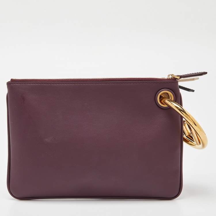 Pre Owned Fendi Multicolor Zucca Velvet and Leather Triplette Pouch