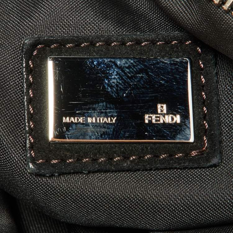 Pre Owned Fendi Brown/Black Zucchino Canvas and Leather Oyster Hobo