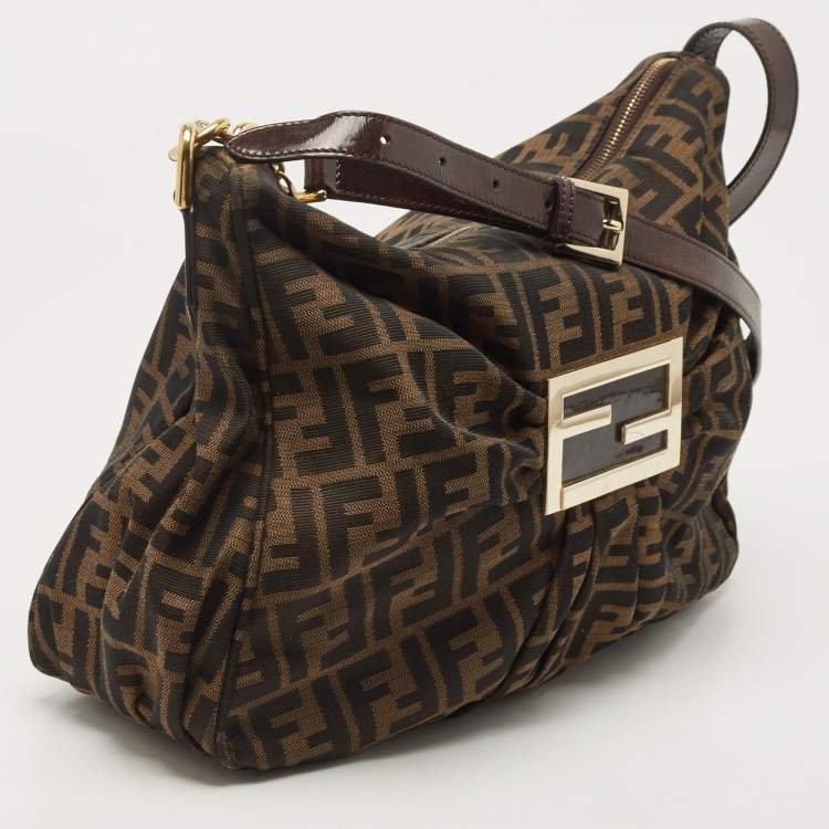 Pre Owned Fendi Tobacco Zucca Canvas Mia Shoulder Bag