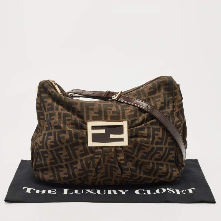 Pre Owned Fendi Tobacco Zucca Canvas Mia Shoulder Bag