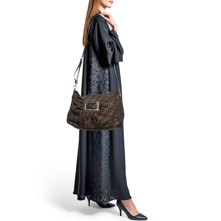 Pre Owned Fendi Tobacco Zucca Canvas Mia Shoulder Bag