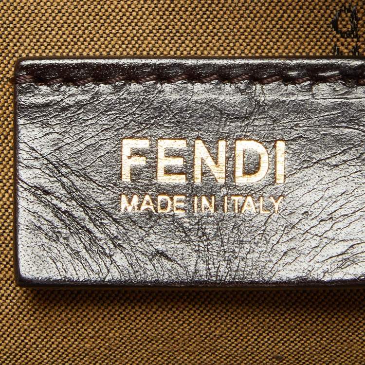 Pre Owned Fendi Tobacco Zucca Canvas and Leather Medium Chef Tote