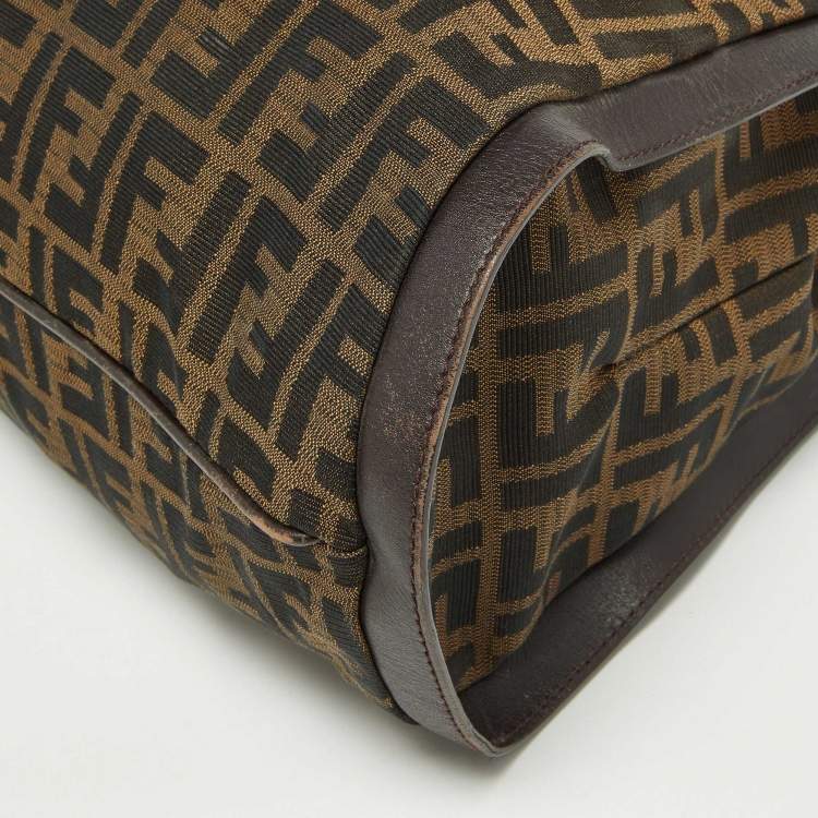 Pre Owned Fendi Tobacco Zucca Canvas and Leather Medium Chef Tote