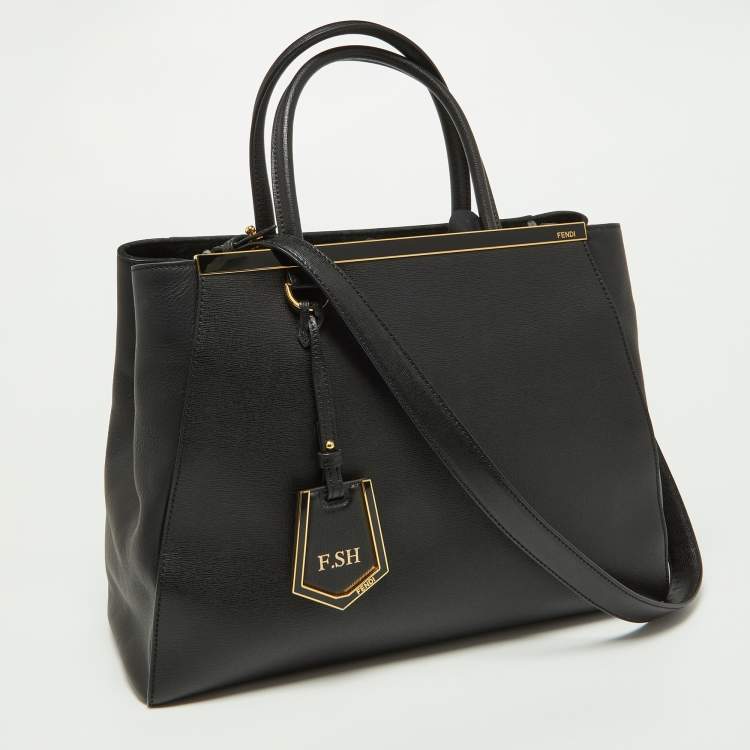 Pre Owned Fendi Black Leather Medium 2Jours Tote