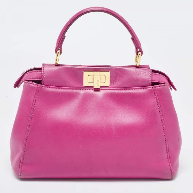 مملوكة مسبقًا Fendi Pink Leather Mini Peekaboo Top Handle Bag
