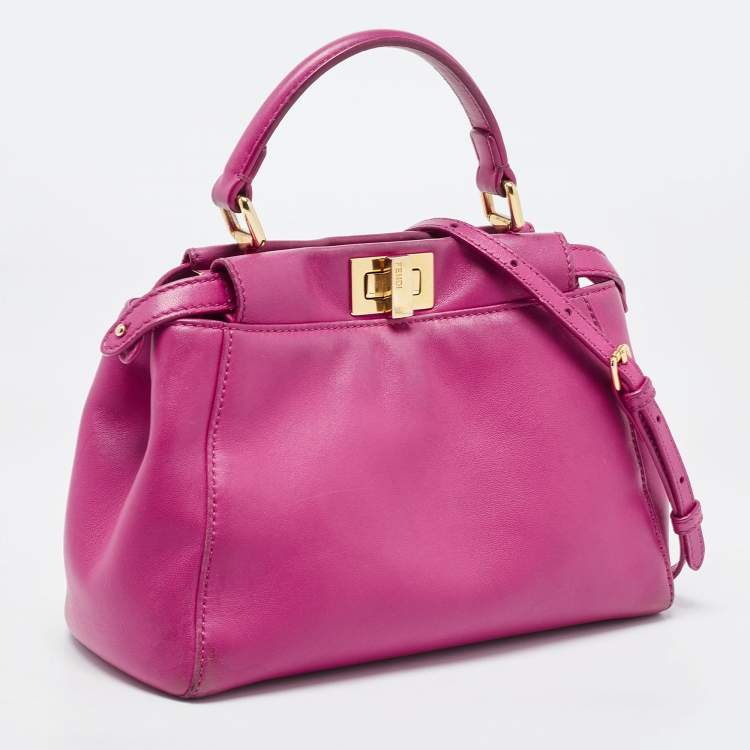 مملوكة مسبقًا Fendi Pink Leather Mini Peekaboo Top Handle Bag
