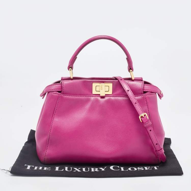مملوكة مسبقًا Fendi Pink Leather Mini Peekaboo Top Handle Bag