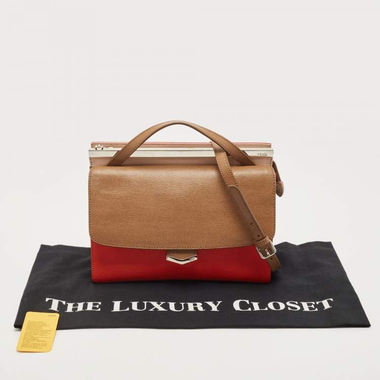 Pre Owned Fendi Tricolor Leather Small Demi Jour Top Handle Bag