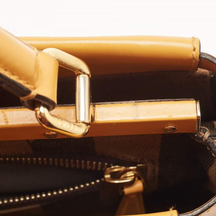 Pre Owned Fendi Mustard Leather Medium Peekaboo Top Handle Bag