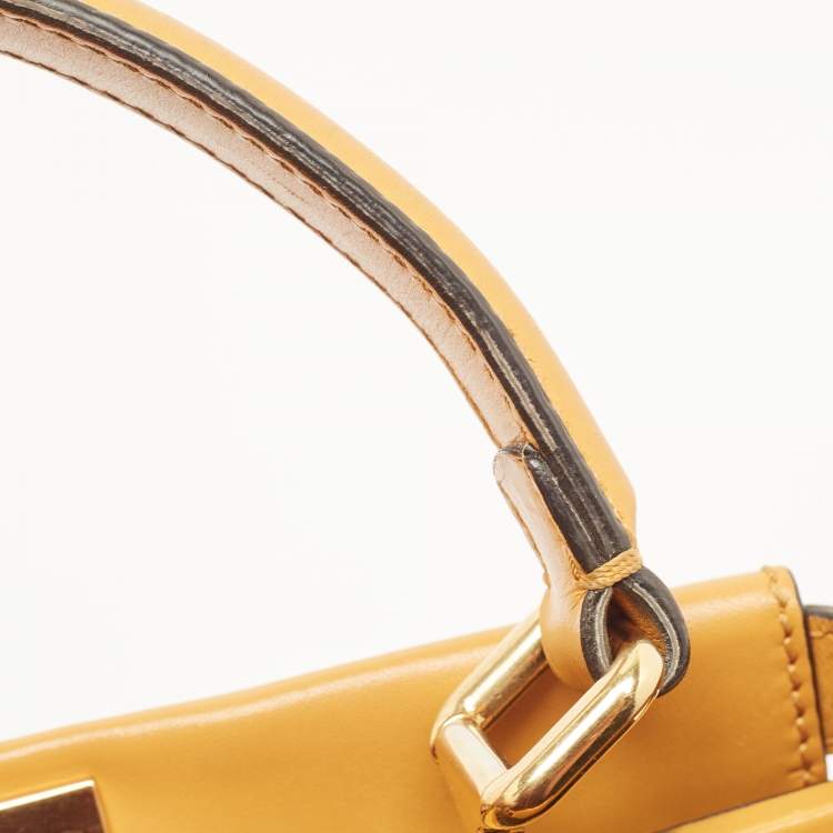 Pre Owned Fendi Mustard Leather Medium Peekaboo Top Handle Bag