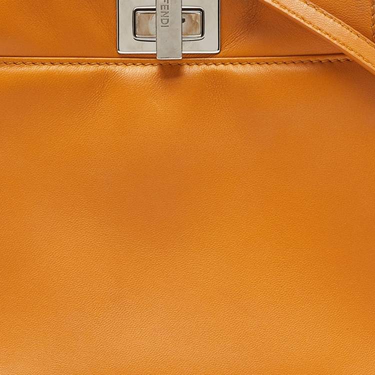 مملوكة مسبقًا Fendi Mustard Leather Mini Peekaboo Top Handle Bag