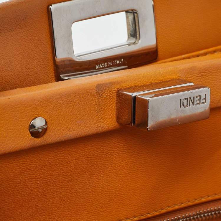مملوكة مسبقًا Fendi Mustard Leather Mini Peekaboo Top Handle Bag