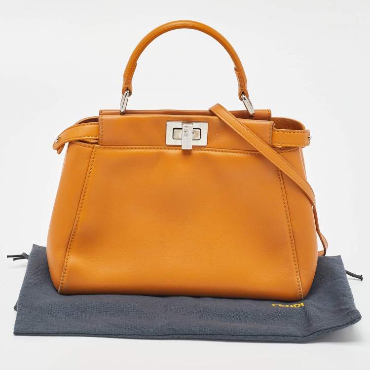 مملوكة مسبقًا Fendi Mustard Leather Mini Peekaboo Top Handle Bag