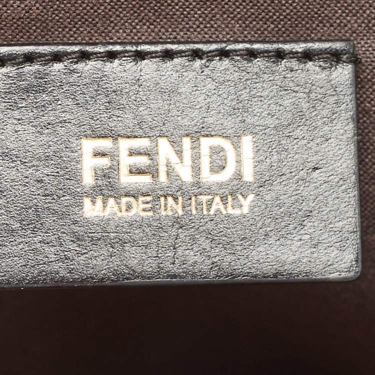 Pre Owned Fendi Black Pequin Stripe Leather Large Claudia Shoulder Bag
