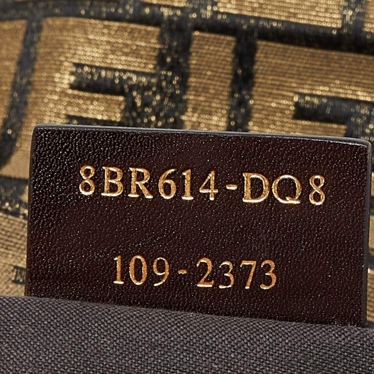 Pre Owned Fendi Gold/Black Zucca Canvas and Leather Mia Flap Bag