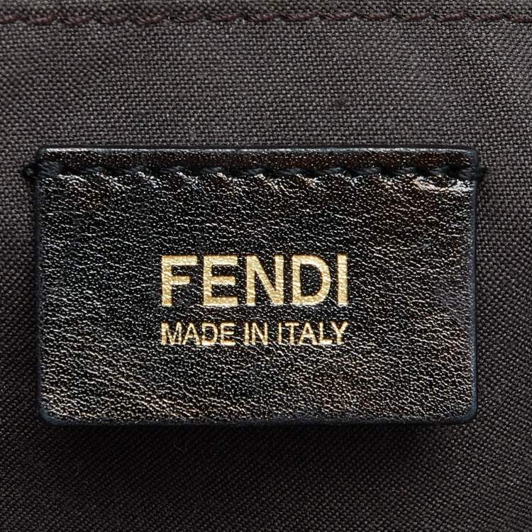Pre Owned Fendi Black Zucca Canvas and Patent Leather Mia Hobo