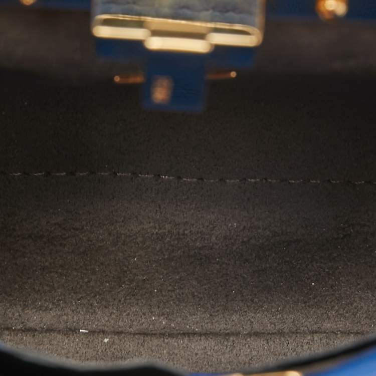 Pre Owned Fendi Blue Leather Micro Peekaboo Crossbody Bag