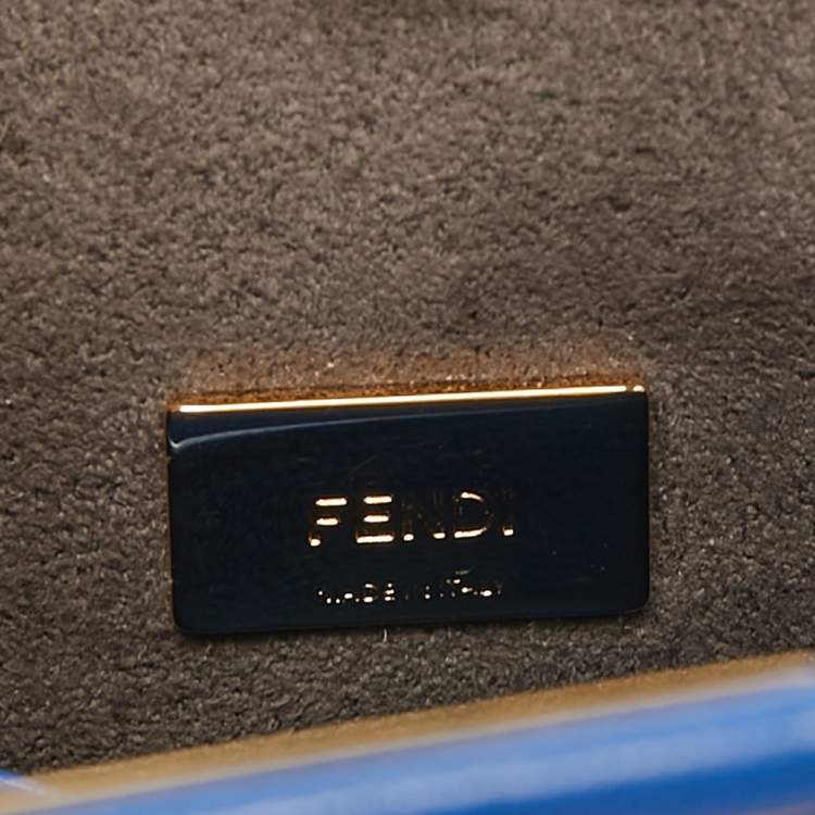 Pre Owned Fendi Blue Leather Micro Peekaboo Crossbody Bag