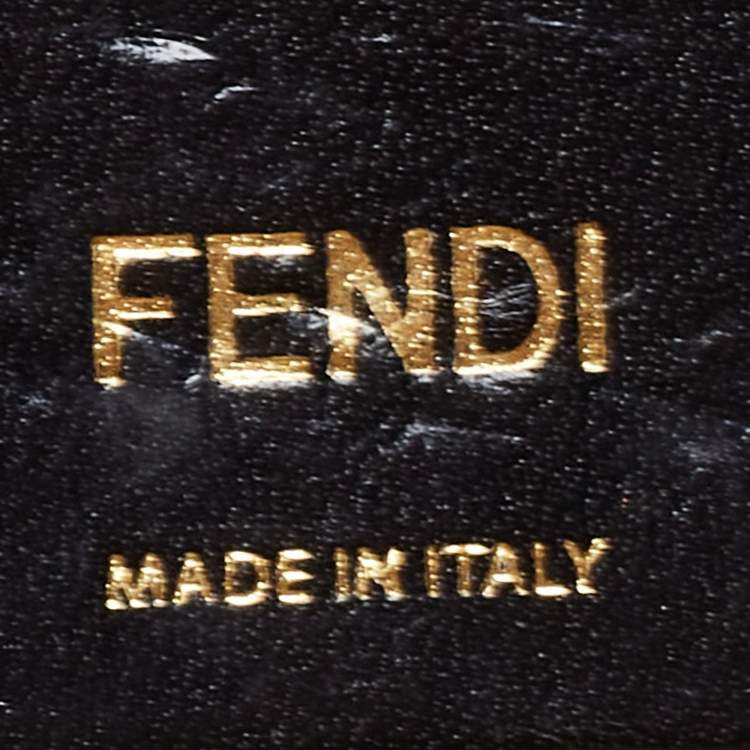 Pre Owned Fendi Tobacco Pequin Canvas Small Claudia Shoulder Bag