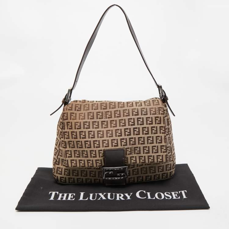 Pre Owned Fendi Beige/Brown Zucchino Canvas and Leather Mama Baguette Bag