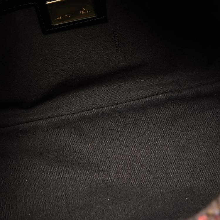 Pre Owned Fendi Black/Pink Zucca Sequins and Wool Mama Forever Flap Bag