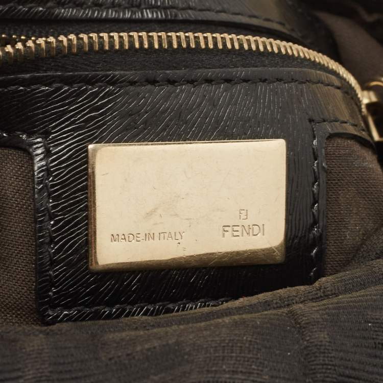 Pre Owned Fendi Black Zucca Canvas Chef Chain Link Hobo