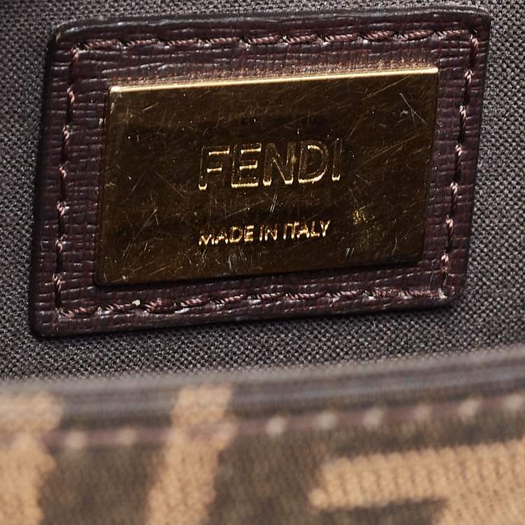 Pre Owned Fendi Brown Zucca Canvas And Leather Small Demi Jour Top Handle Bag