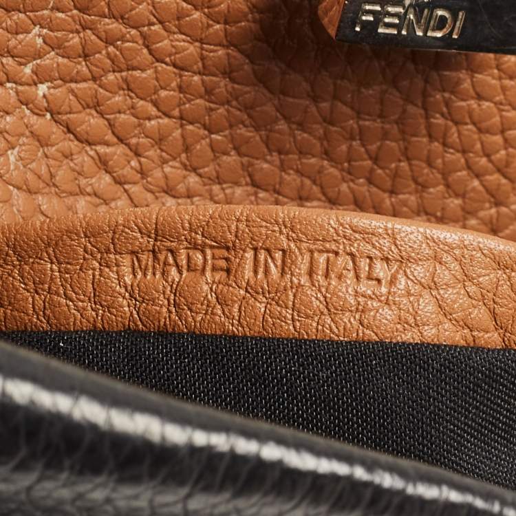 Pre Owned Fendi Black Selleria Leather Mini Peekaboo Top Handle Bag