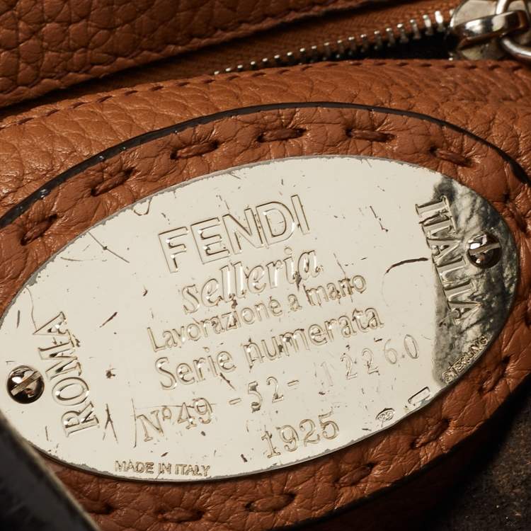 Pre Owned Fendi Black Selleria Leather Mini Peekaboo Top Handle Bag