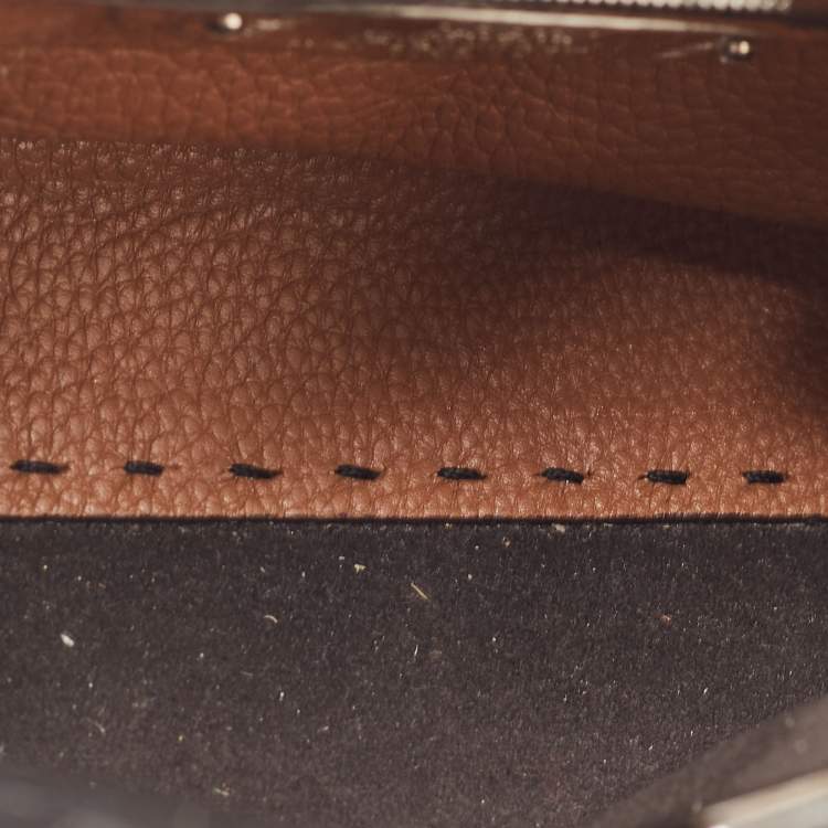 Pre Owned Fendi Black Selleria Leather Mini Peekaboo Top Handle Bag